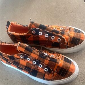 Corkys Orange and Black Plaid Women's Shoes